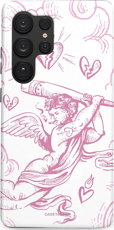 Casetastic Hoesje Geschikt voor Samsung S25 Ultra - Stijlvolle Beschermende Duo-layer Case - Engel Roze Liefde