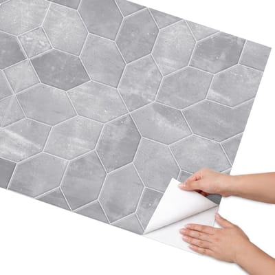Coloray Meubel Wrap Folie - Grijs Meubelfolie - 75x150 cm - Wrapfolie Keuken Geometrische tegels - Decoratiefolie - Minimalist Meubelfolie - Meubel Wrap Folie - Woonkamer decoratie - Achtergronden en patronen