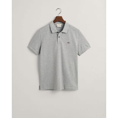 Gant Polo Slim Subtle Shield Embroidery Piqué Uni Grijs Melange / male