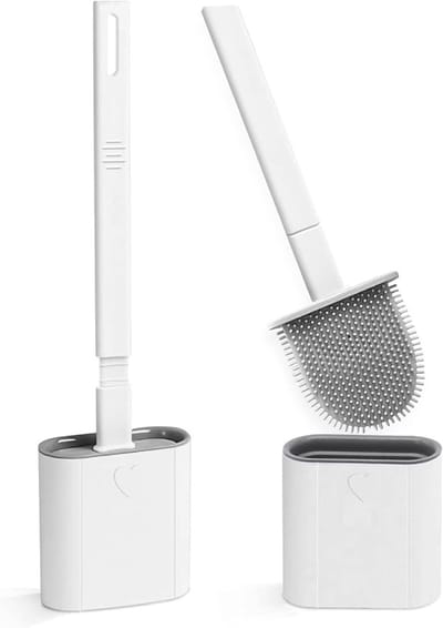 Toiletborstel Set - Badkamer Accessoire - Badkamer Reinigen - Sneldrogende Houder - 2 Stuks - Wit