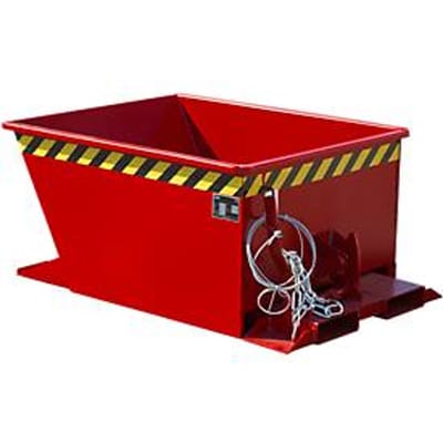 Kiepbak GU-RZ30, voor trolleytreinen, kiep- en schuifbeveiliging, 300 l, RAL 3000 rood
