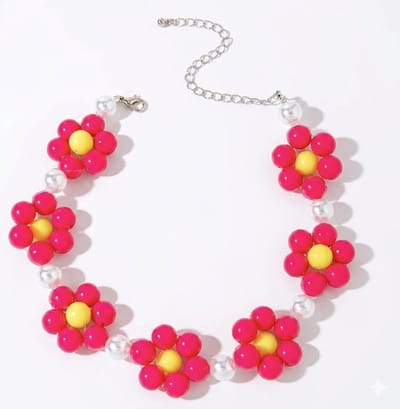 She life style - stijlvolle damesketting met bloemhanger - Roos kleurig