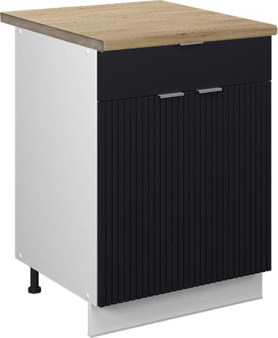 Vicco Fame-Line Keukenonderkast – 60 cm met lade, WB Eik Zwart gestreept