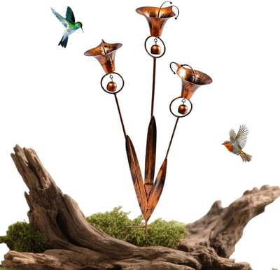 Decoratieve Tuinstok - Metalen Bloemen - Tuin Verfraaien - Realistisch Ontwerp - 61x26cm - Koperkleurig