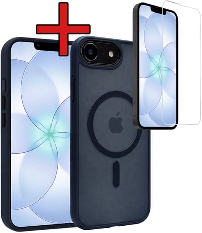 Hoesje - Met Screenprotector - Geschikt voor Apple iPhone 17e - Magsafe Compatible - Sterk & Shockproof - Shock Proof Case - Back Cover - Telefoon Hoes - Telefoonhoes - Donkerblauw