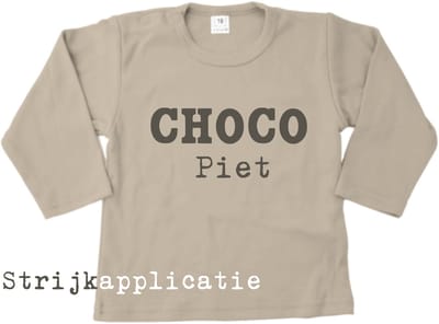 Strijkapplicatie Choco Piet – Bruin – Tekst Decoratie – Sinterklaas- Sinterklaasshirt maken-Pimp Studio
