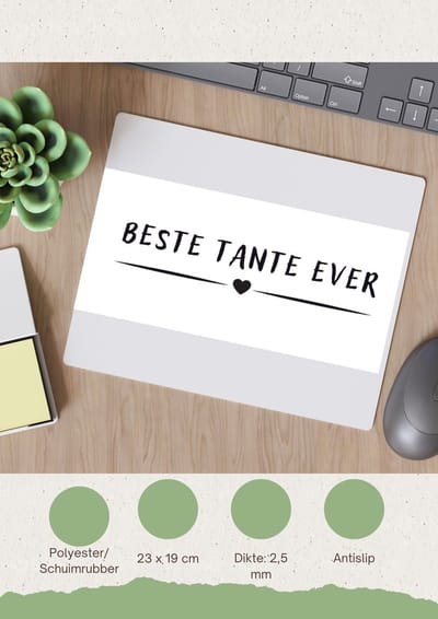 Akyol - beste tante ever Muismat - Tante - aunt - leuk cadeau voor je tante - 23 bij 19 cm