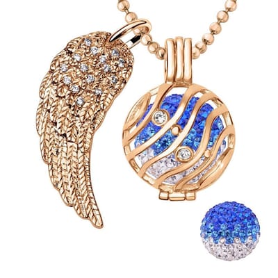 Engelenroeper 18mm Bolhouder met Ketting 90cm en Bolletje - Dames - Roségoudkleurig Golven - EBS18083