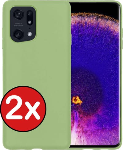 Hoesje - 2 Stuks - Geschikt voor OPPO Find X5 - Sterk & Shockproof - Telefoonhoes - Back Cover - Case Siliconen - Telefoon Hoes - Groen