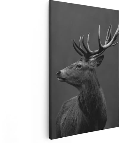 Artaza Canvas Schilderij Hert - 80x120 cm - Groot - Wanddecoratie Hertenkop - Muurdecoratie Gewei - Schilderijen Op Canvas Dieren