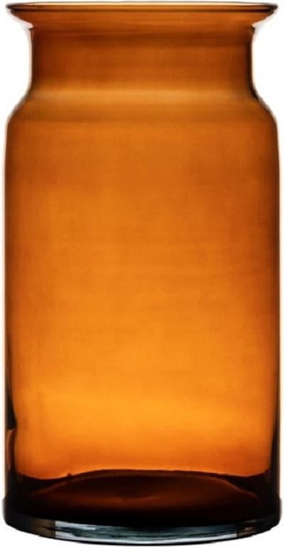 Hakbijl Glass melkbus vaas - amber - glas - D15 x H29 cm - bloemenvaas/boeketvaas