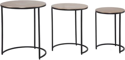 Bijzettafel set van 3 aluminium goud/zwart design nesttafel metaal rond | Woonkamertafel bijzettafel modern | Salontafel decoratieve tafel 3-delig woonkamer | Nesttafels
