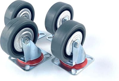 WDMT™ Set van 4 zwenkwielen transportwielen - 75mm | Draagvermogen 4 x 50 kg | Bevestigingsplaat 72 x 60 mm | Hoogte 95mm