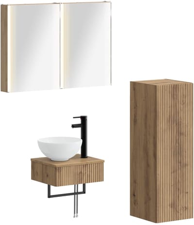 vidaXL Badkamerkastenset 4 st Artisanaal eiken Bewerkt hout
