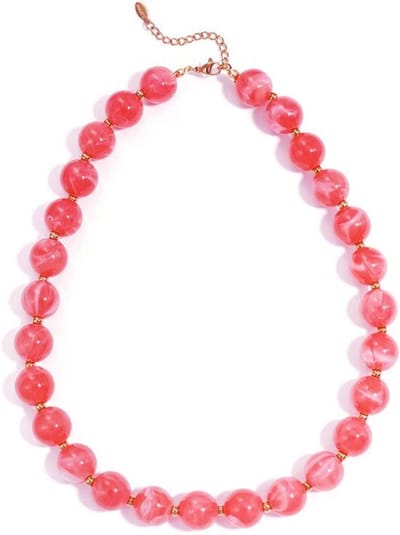 Honey Bead Ketting | RVS & Acryl | Kralen Ketting | Watermelon Red | Beste Cadeau voor haar