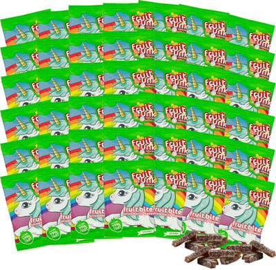 Fruitfunk Happybag Unicorn strawberry (42 x 16 gram) Fruitsnoep - suikerbewust vegan snoep - gezonde traktatie kind - zonder toegevoegde suikers
