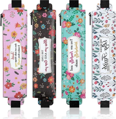 Elastische etui voor notebook, 4 stuks PU-leren pennenkoker met verstelbare elastiek, ideaal voor studenten, planners en journals