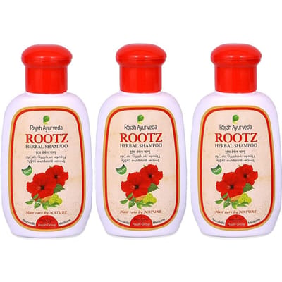 Rutz haarshampoo set (3 x 100 ml), Rootz Kruidenshampooset, Rajah Ayurveda 3 x 100 ml red