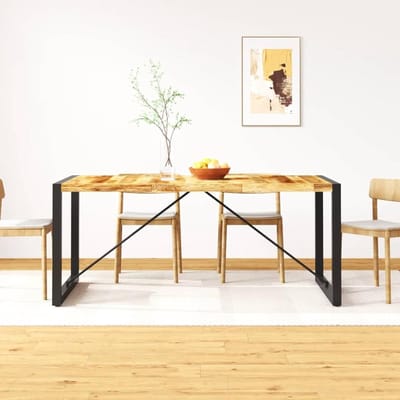 Eettafel Massief Hout - Tuin of Keukentafel - Buiten Dineren - Uniek Ruw Mangohout - 180 cm Lengte - Natuurlijk Bruin