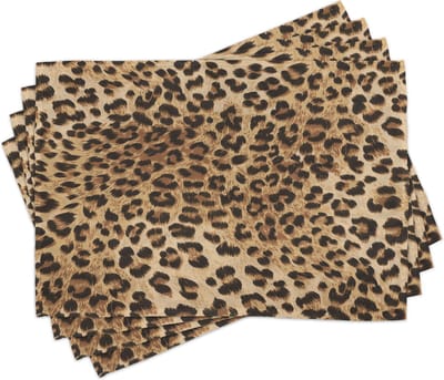 New Bed Luipaardprint Wilde dierenhuid Set van 4 Placemat voor Eettafel, Wasbare Stof met Antislip Achterkant