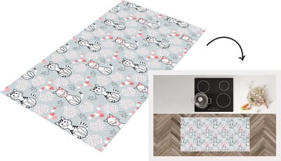 Keukenloper - Loper keuken - Patronen - Kat - Hart - 120x60 cm - Keukenloper vinyl