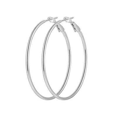 Oorringen 60 mm | Zilverkleurig | Clipsluiting | Ronde Buis |Fashion Favorite