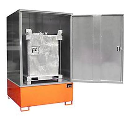 BAUER Kast GS-4 voor gevaarlijke stoffen, voor 1 x 1000 l IBC, B 1475 x D 1460 x H 2410 mm, oranje