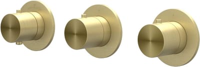 IVY Concord Afbouwdeel Inbouwthermostaat met 2 Stopkranen Symmetry met Ronde Rozetten - RVS 316 Geborsteld Mat Goud PVD
