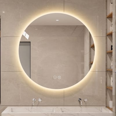 HAUSS SPOLE Badkamerspiegel – Ledverlichting – 80 cm – Glas En Metaal – Zilver – Anticondens En Dimbaar Voor Badkamer