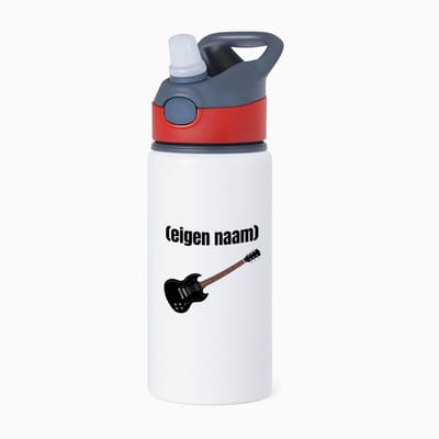 Hacebo® - zwarte elektrische gitaar met eigen naam waterfles met rietje rood - Gitaar - muziek liefhebbers - gitaristen - gitaar liefhebbers - verjaardag - cadeau - kado - water fles - 650ML