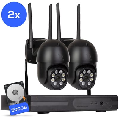 Teceye PTZ Beveiligingscamera Buiten met Recorder - Draadloze Buitencamera - 2 Camera - 500GB Opslag