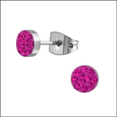 Aramat Jewels | Oorbellen | Titanium Oorbellen met Kristallen 3-8mm - Nikkelvrij Hypoallergeen | 5mm / Donker Roze | | | Titanium | Kinderen, Volwassenen | Verkleurd niet