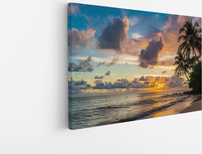 Saammp - Canvas Schilderij - Strand - Zee - Tropisch - 45x30 - Foto op canvas - Wanddecoratie - muurdecoratie Woonkamer - Slaapkamer decoratie - Canvas Print