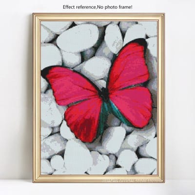 Peinture diamant 5D à faire soi-même, broderie complète d'images rondes avec strass, animaux, papillons 20X30 red