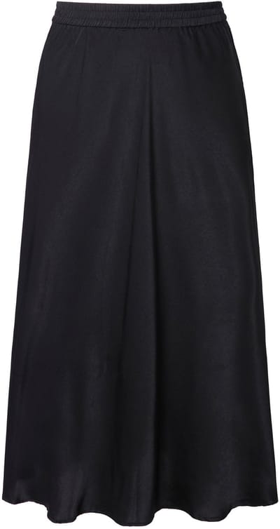 Studio Untold - Dames - Midirok A-lijn glanzend satijn - Zwart - Maat 46+