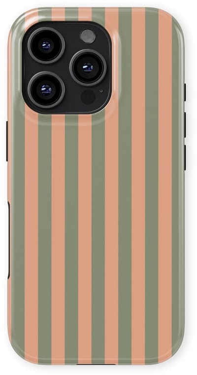 DripCase Gestreept Hoesje geschikt voor iPhone 16 Pro | Backcover met Mag | Stripes Motief | Trendy Case geschikt voor iPhone 16 Pro met Strepen Sweet Sage