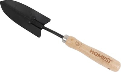 HOME It® Smalle planteschep – Zwart koolstofstaal & FSC beukenhouten handvat – Ideaal voor kruiden, kleine planten & struiken – Tuinschep voor border, verhoogde bak & bloempot – 35 cm