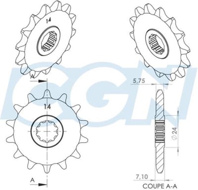 teknix versnellingsbak tandwiel voor yamaha 50 tzr motor 2003 tot 2012 14 tanden nieuw