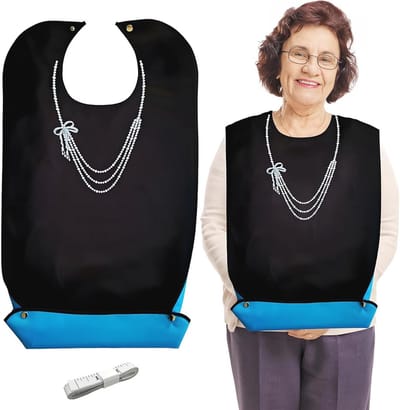 Wasbare en Waterdichte Slabbetjes voor Senioren, Elegante en Grote Voedselvangers, Perfecte Bescherming voor Eten en Kleding