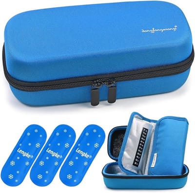 Insuline Cooler Case Reizen voor Diabetische Organiseer Geïsoleerde Koelzak voor Medicatie met 2 Ice Packs Blue Medical Cool Bag