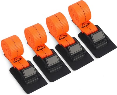 Spanbanden Set - Bevestigingsriemen Lading - Lading Zekeren - Roestvrijstalen Gesp - 4 Stuks - Oranje
