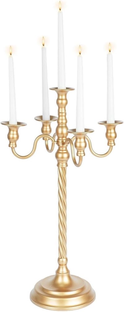 Hoge Vloer Kandelaar - Gouden 5 Arm Kandelaars voor Bruiloft en Evenementen - Antieke Metalen Spiraal Kaarsenhouders 57cm