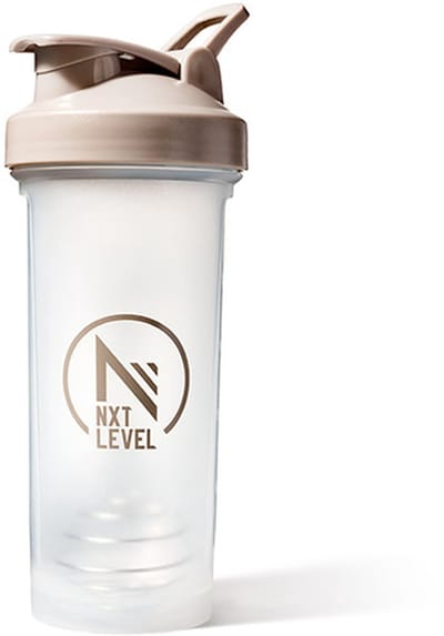 NXT Level® Premium Shaker 700ml - Lekvrij & Vergrendelbaar - Inclusief Mengbal - BPA Vrij - Proteïn Shakebeker met Shakerbal - Eiwit & Proteïne Shake Beker - Taupe