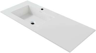 Wonda Square Slim wastafel – 1 wasbak links – 120x1,6x52,5 cm – mat wit – kunstmarmer