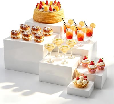 Set van 6 witte acryl taartstandaards, veelzijdige dessertstandaard voor bruiloften, verjaardagen en feestjes, perfect voor buffetten en desserts (8/10/13/15/18/20 cm)
