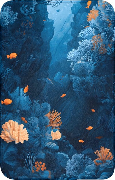 WC mat 50x80 cm - Antislip - Koraalrif - Vissen - Oceaan - Blauw - Toiletmat - Vloermat - Douchemat - Toilet tapijt - Toiletmatten