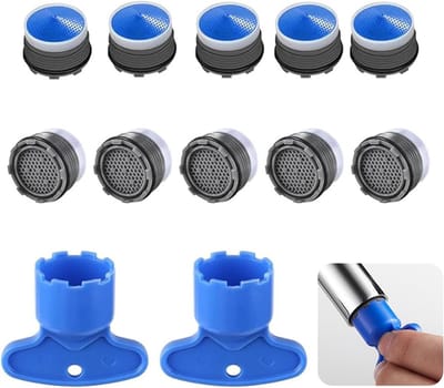Kraanbeluchter -10 stuks straalregelaars waterkraan M18.2 - straalregelaar keukenkraan kunststof - M18.2 filter wastafelarmaturen - filterkraan met 2 sleutels beluchter kraan - beluchter voor waterkraan voor