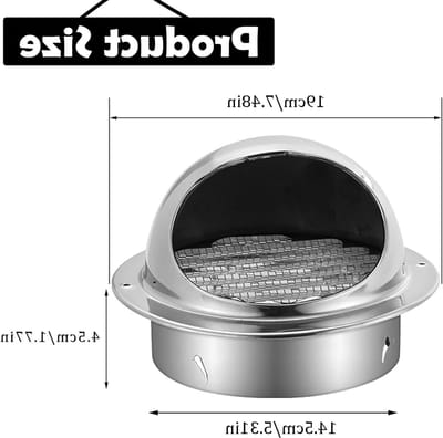 Ventilatierooster RVS - Luchtrooster Afvoer - Buitenlucht Toevoer - Insectenwerend Net - 125 mm Diameter - Zilver