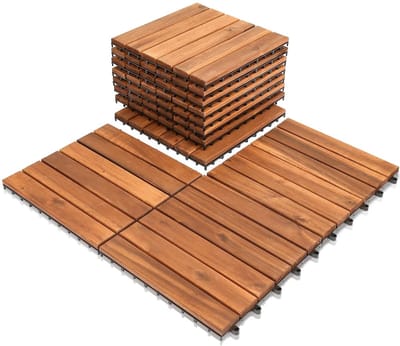 110 Stuks Houten Terrastegels van Acaciahout - 10m² - Balkon- en Tuintegels 30x30cm