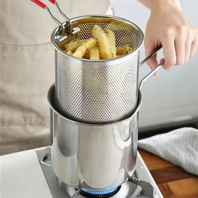 Mini friteuse domestique multifonctionnelle en acier inoxydable 304 avec filtre pour frites et ailes de poulet ustensiles de cuisine pour friteuse gray